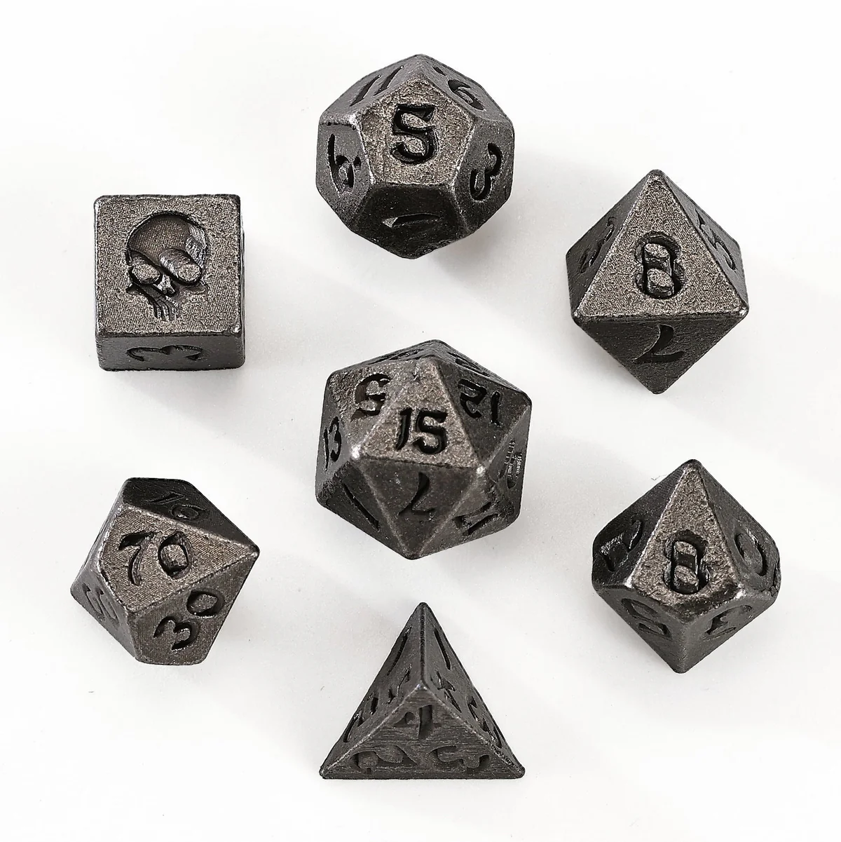 Unseelie Mini Metal RPG Dice Set - Ancient Silver