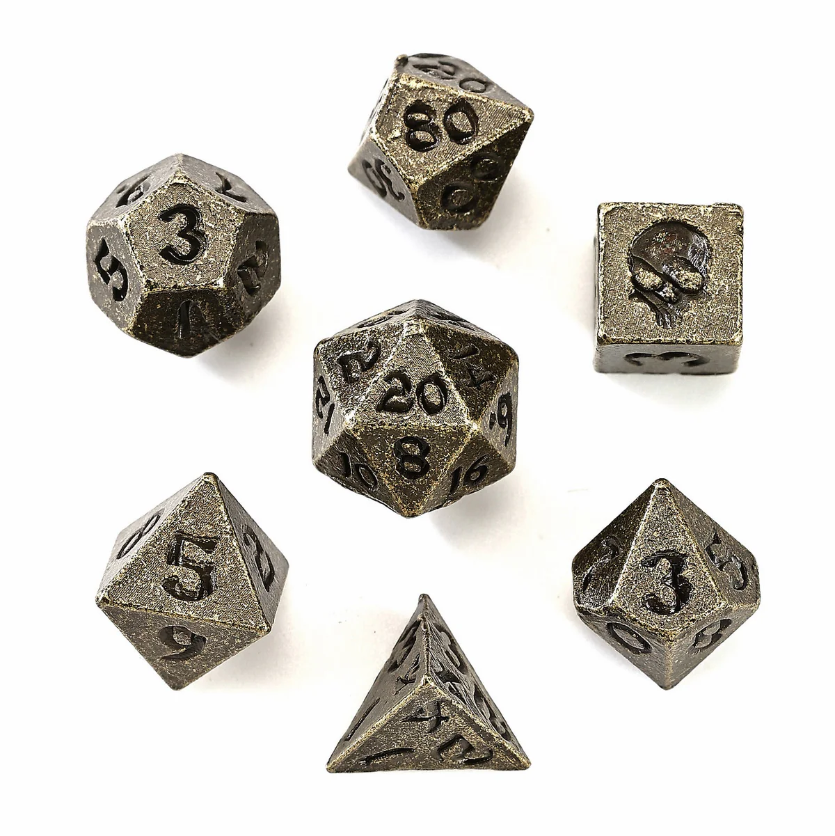 Unseelie Mini Metal RPG Dice Set - Ancient Bronze