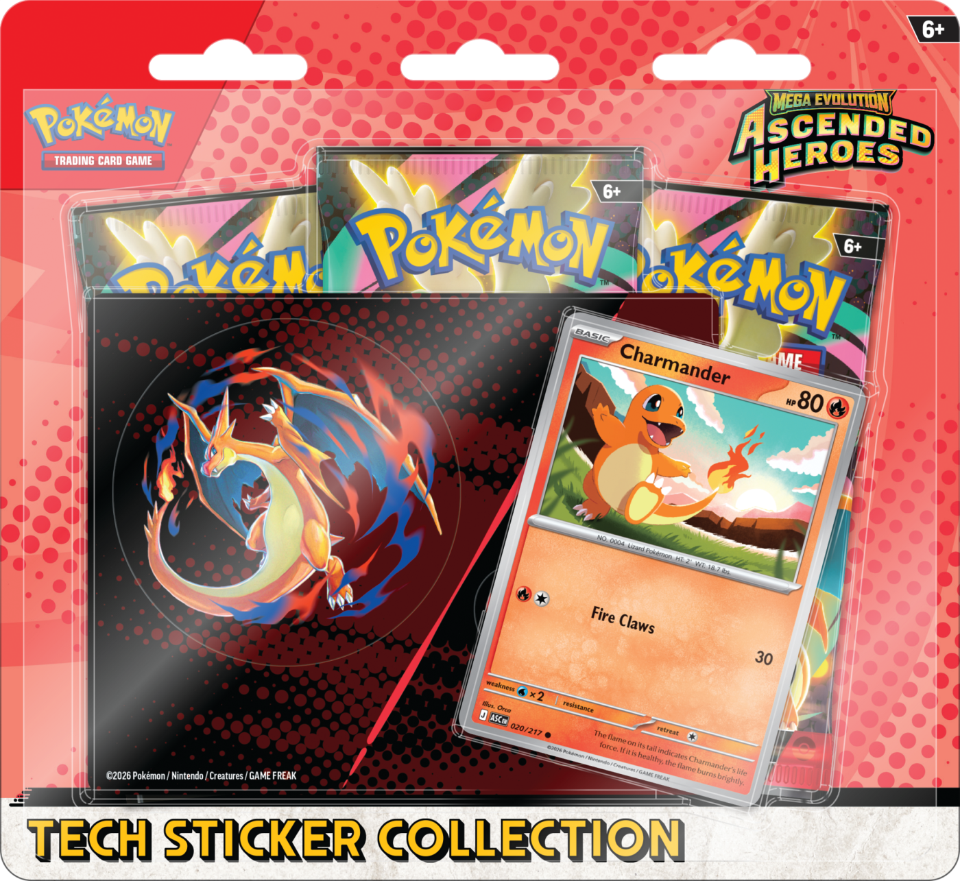 Pokémon TCG: Mega Evolution - Ascended Heroes - Tech Sticker Collection - Charmander/Mega Charizard Y