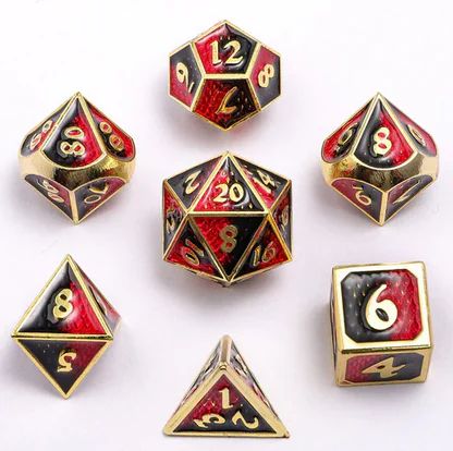 Dice Set: Metal Mini Behemoth - Gold w/Ruby&Black