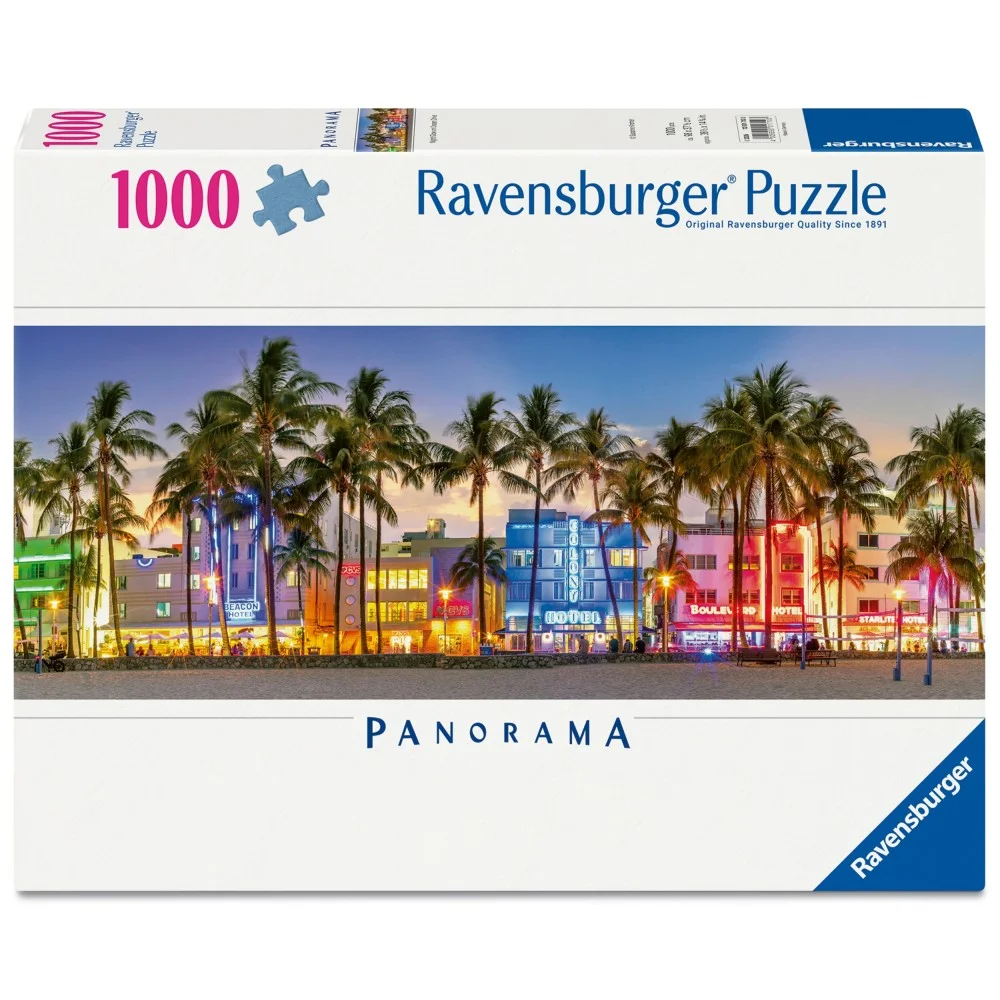 Puzzle 1000 Panorama Night Glow on Ocean Drive