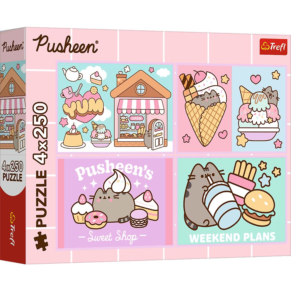 Puzzle 4x250 Poznajcie Pusheena