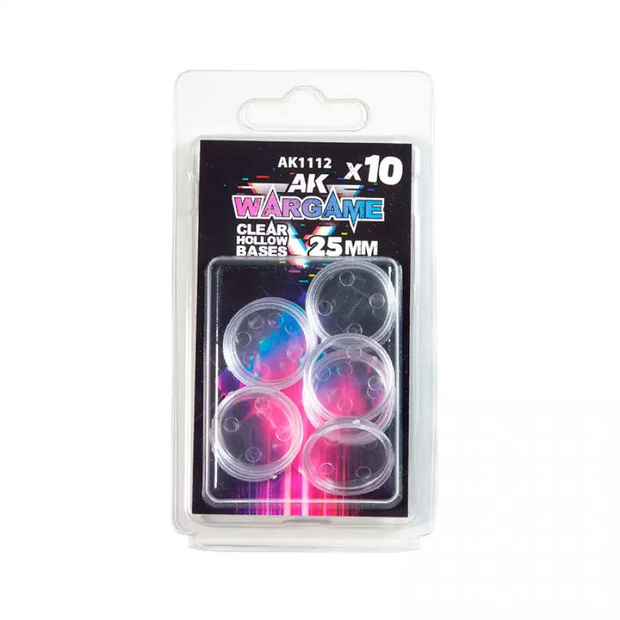 AK Interactive - Wargame Plastic Bases: Podstawki Przezroczyste 25 mm (10 szt.)