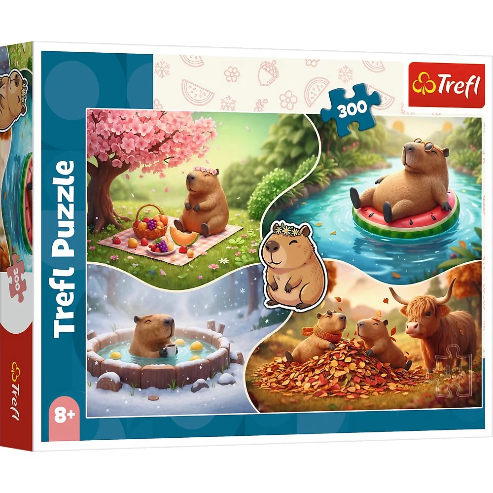 Puzzle 300 Cztery pory roku z kapibarami