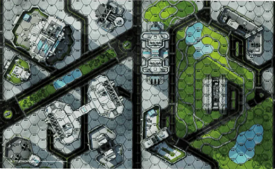 BattleTech: Cities Central Park/Shopping District Battlemat