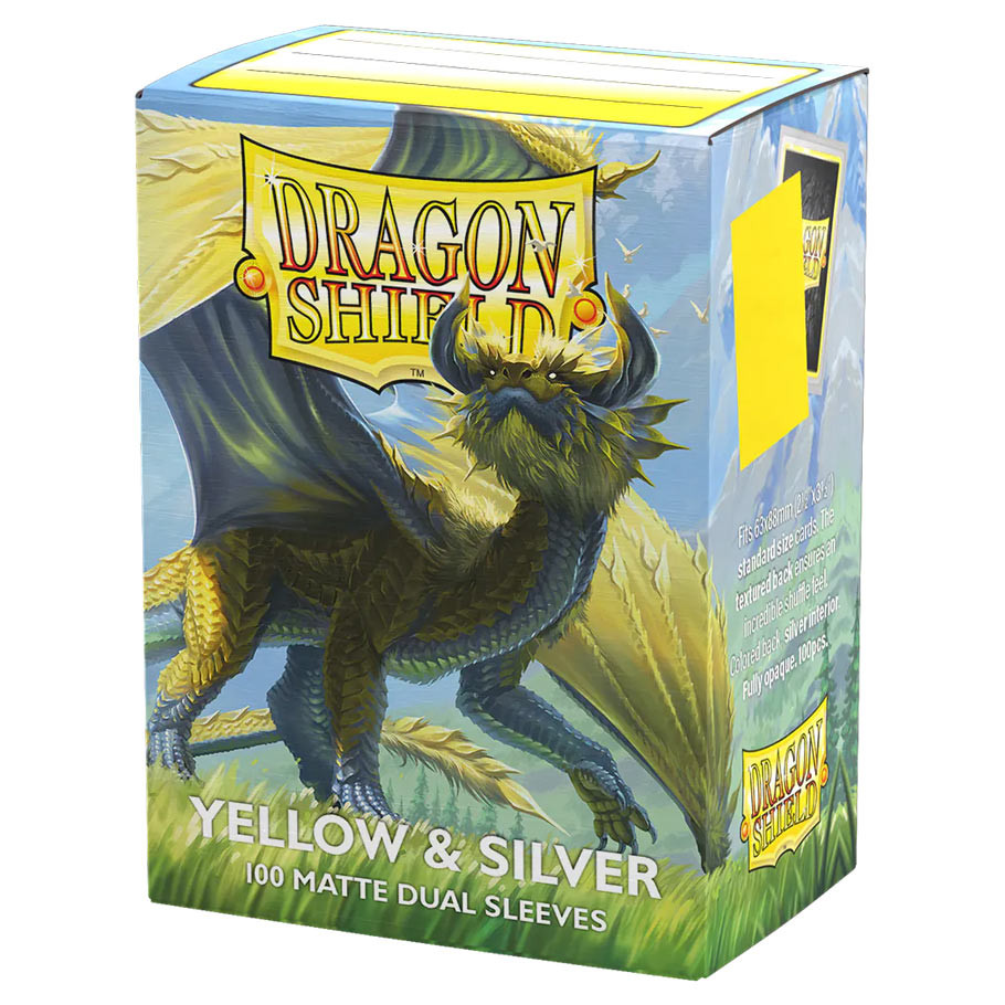 Koszulki na karty Dragon Shield: Matte Dual - Yellow & Silver - 100 sztuk