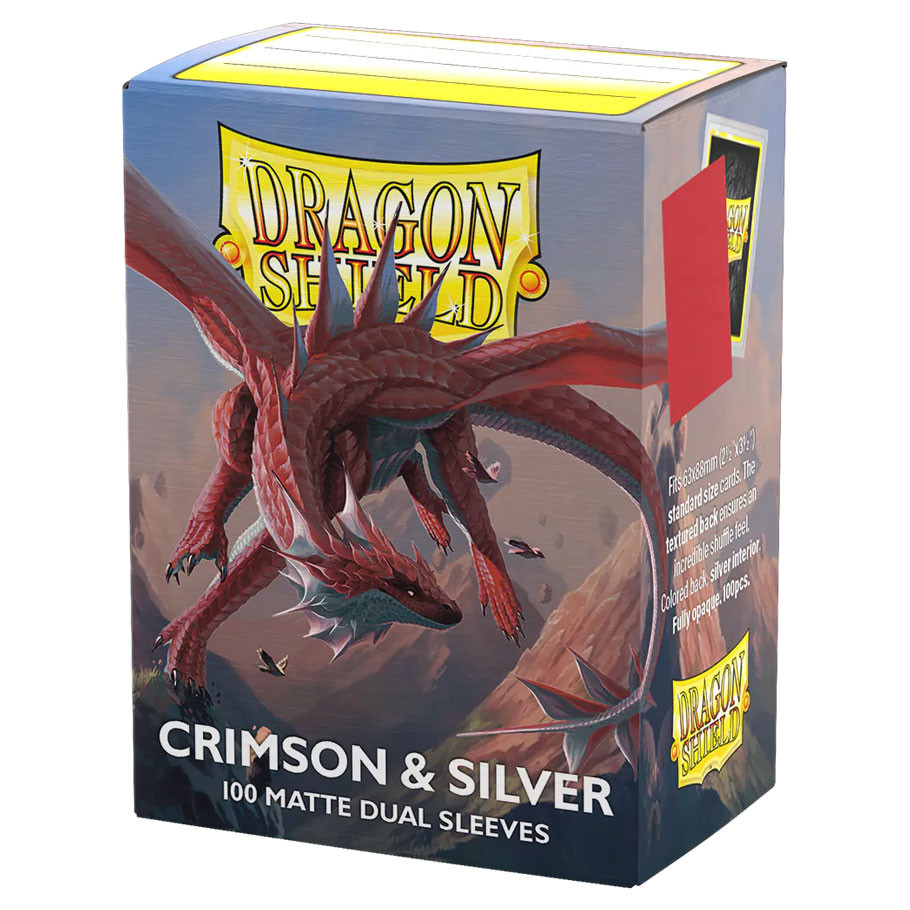 Koszulki na karty Dragon Shield: Matte Dual - Crimson & Silver - 100 sztuk
