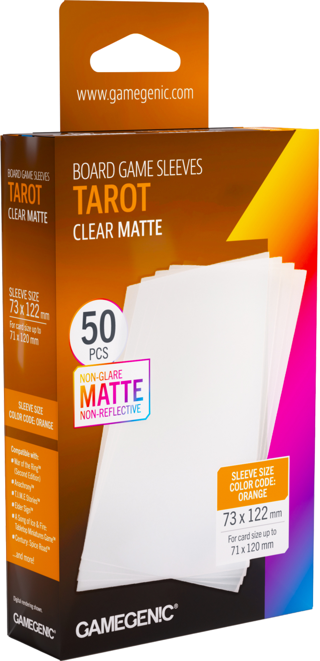 Card sleeves Gamegenic : Tarot (73x122 mm) - Clear Matte - 50 pcs