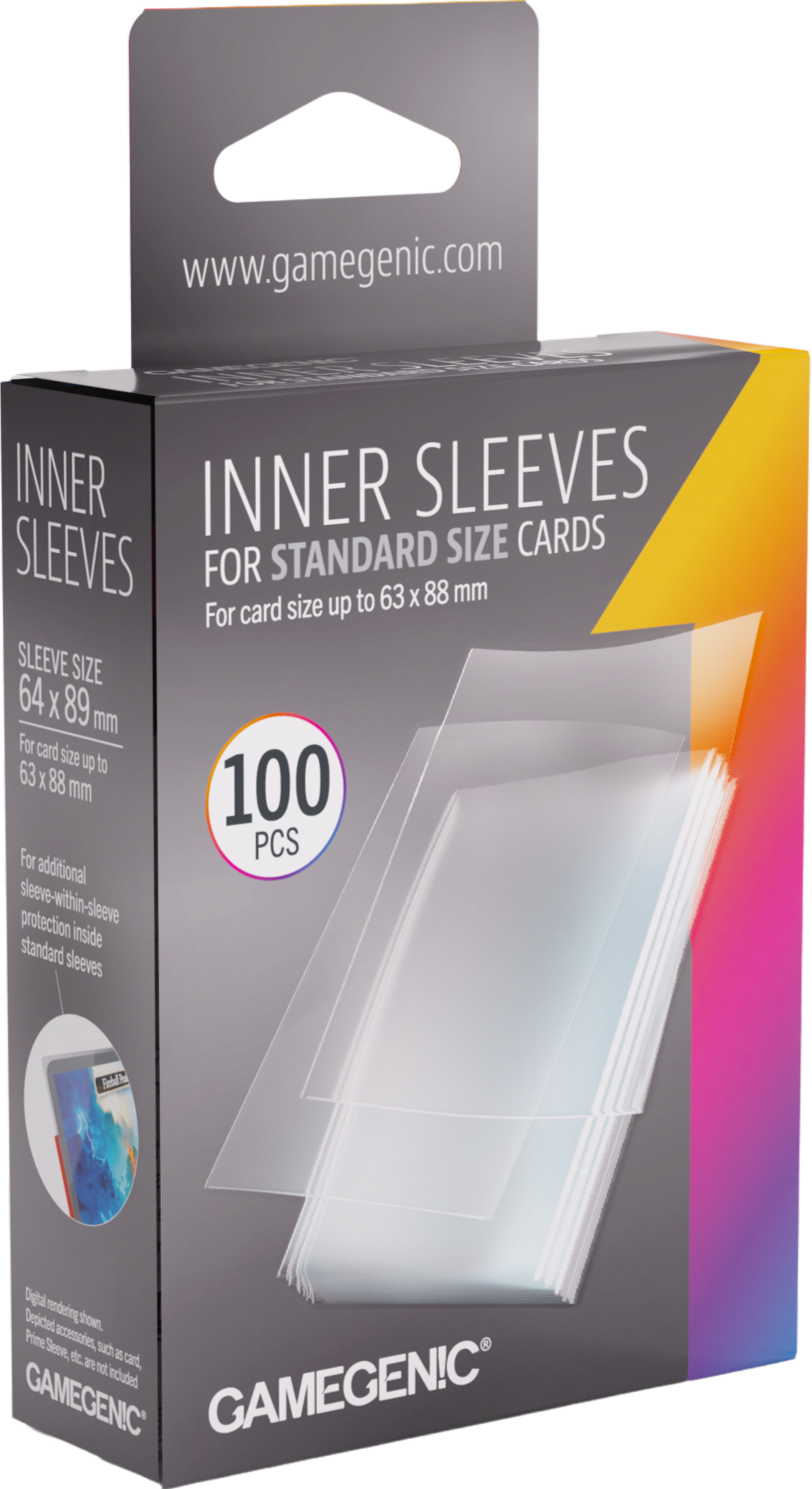 Card sleeves Gamegenic : Inner Sleeves - Standard (64x89 mm) - 100 pcs