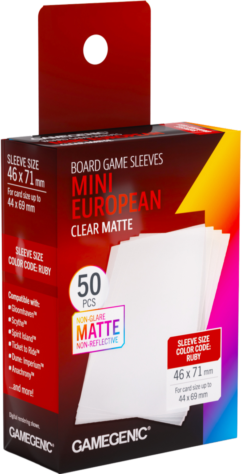 Card sleeves Gamegenic : Mini European (46x71 mm) - Clear Matte, 50 pcs