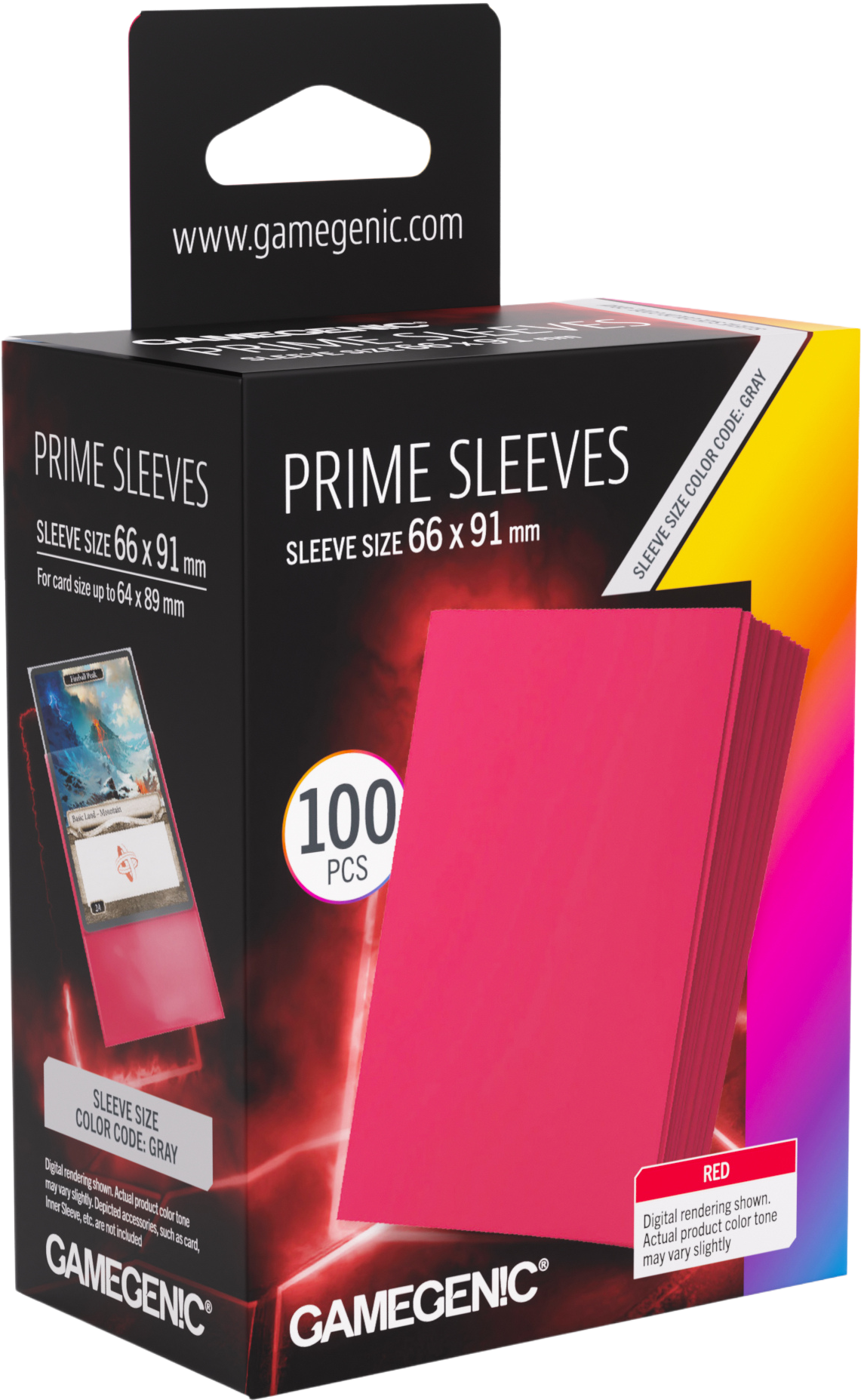 Koszulki na karty Gamegenic: Prime Sleeves (66x91 mm) - Red - 100 sztuk