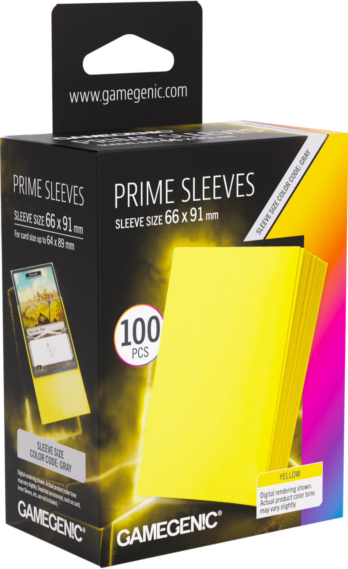 Koszulki na karty Gamegenic: Prime Sleeves (66x91 mm) - Yellow - 100 sztuk