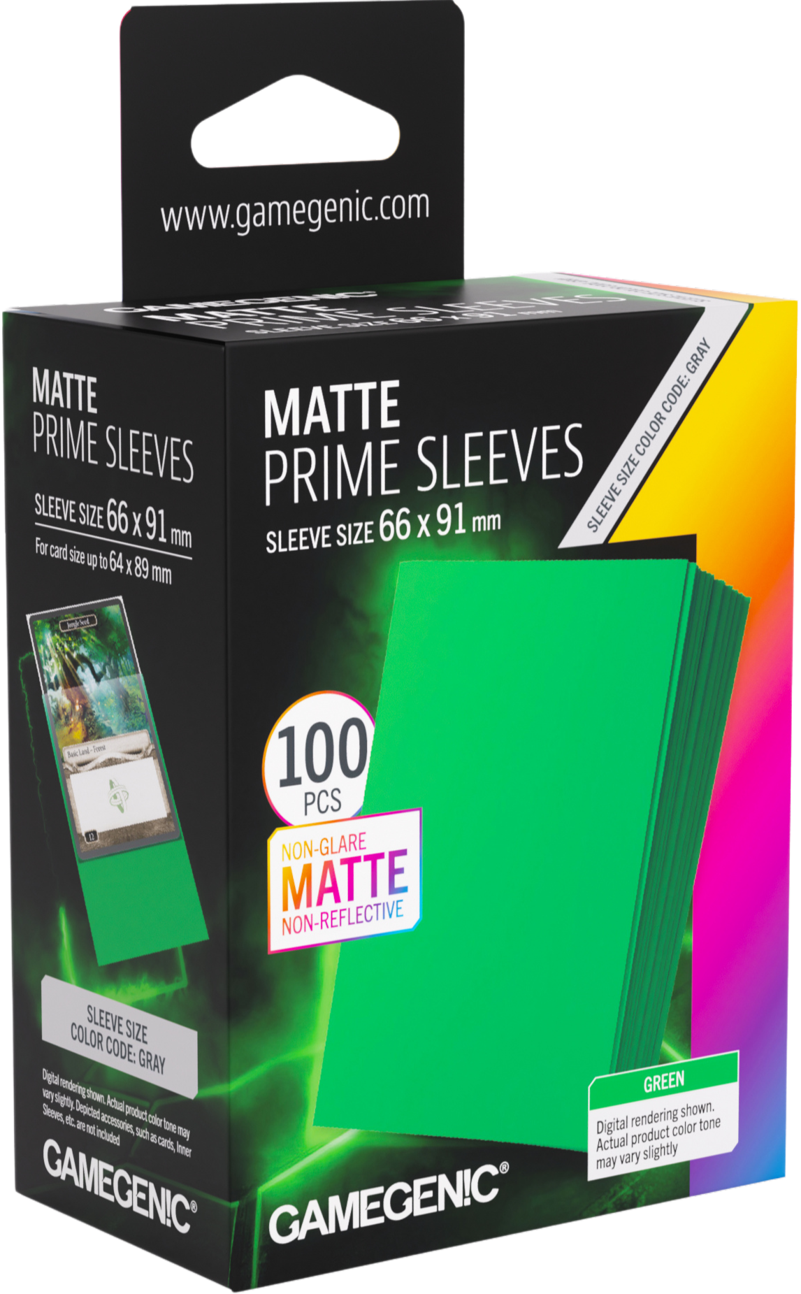 Koszulki na karty Gamegenic: Matte Prime Sleeves (66x91 mm) - Green - 100 sztuk
