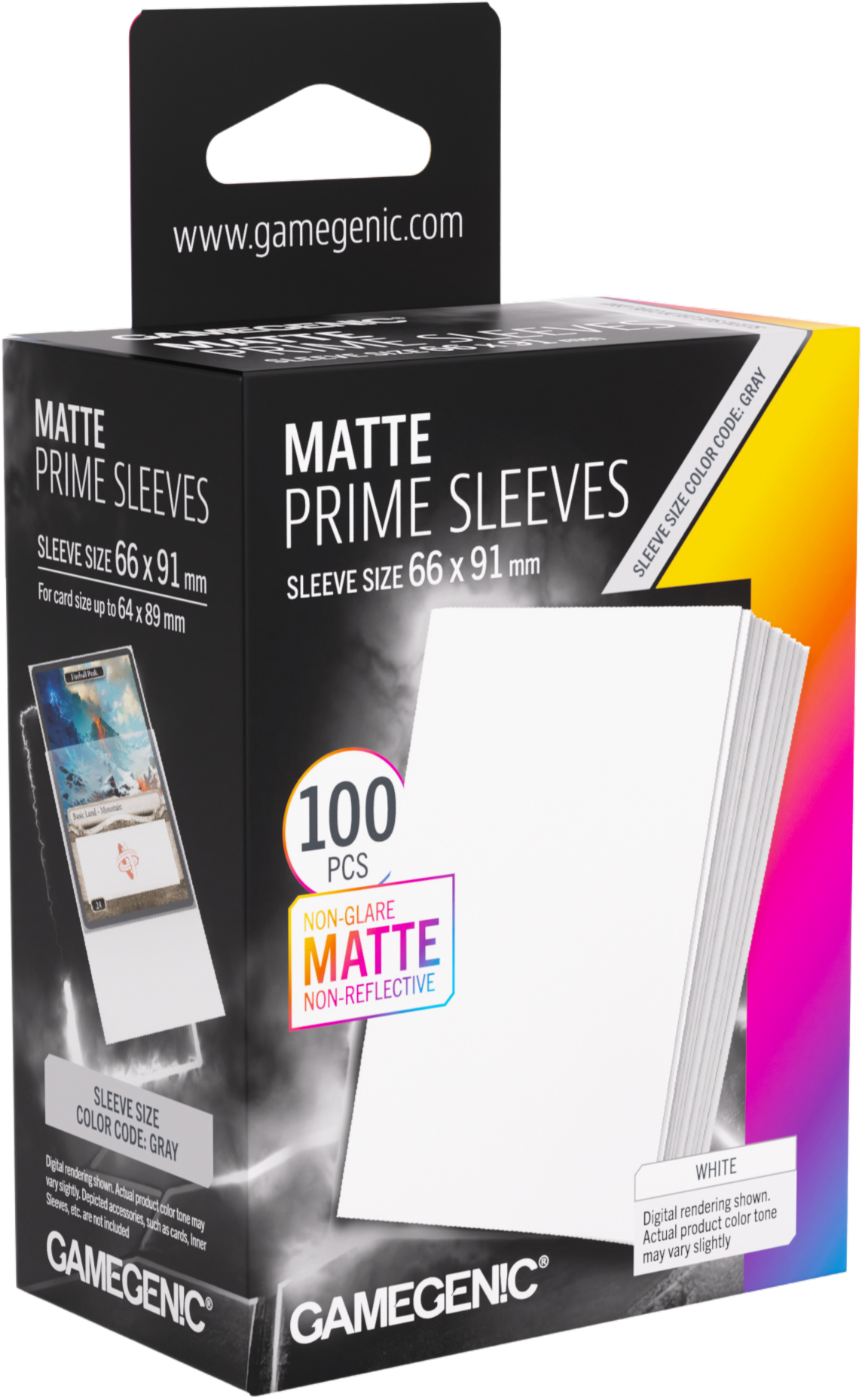 Koszulki na karty Gamegenic: Matte Prime Sleeves (66x91 mm) - White - 100 sztuk