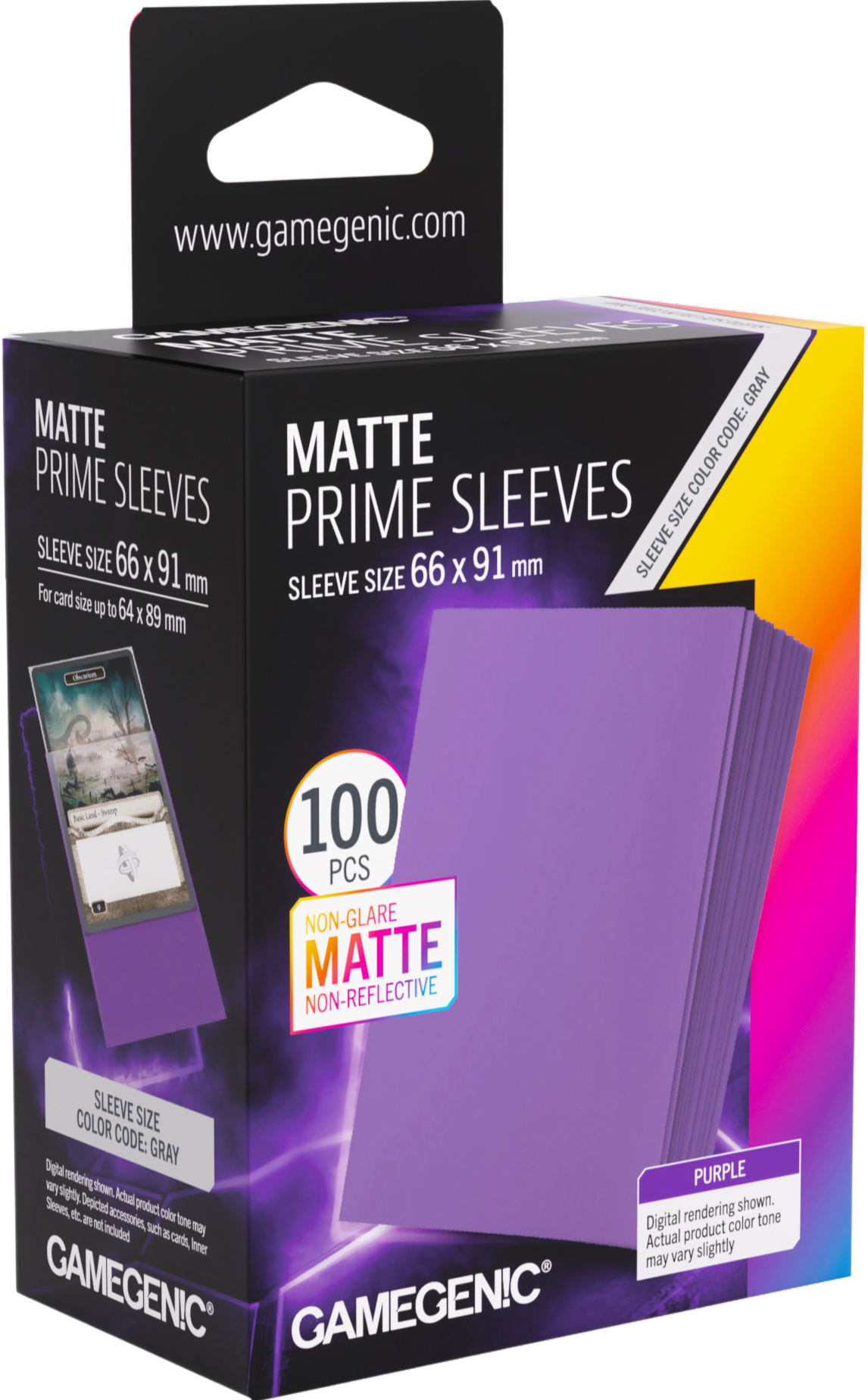 Koszulki na karty Gamegenic: Matte Prime Sleeves (66x91 mm) - Purple - 100 sztuk