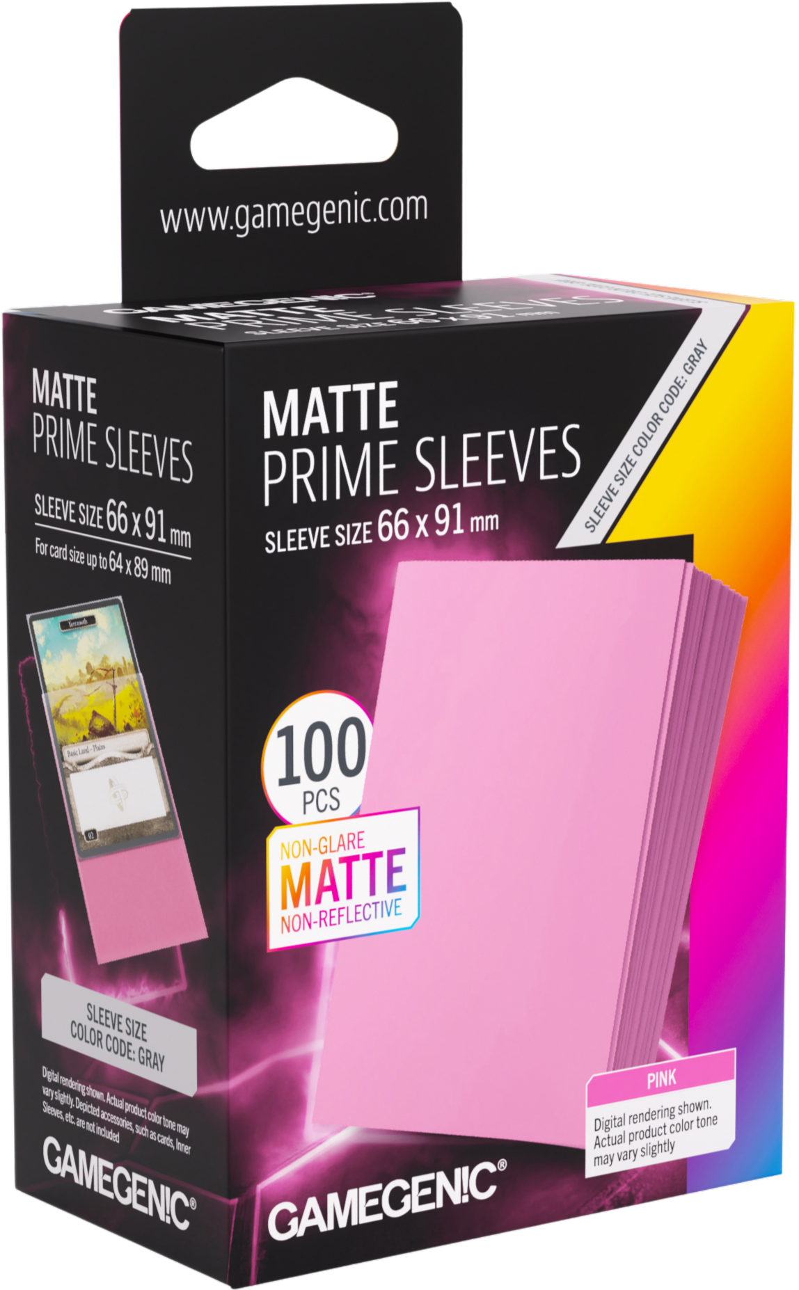Koszulki na karty Gamegenic: Matte Prime Sleeves (66x91 mm) - Pink - 100 sztuk