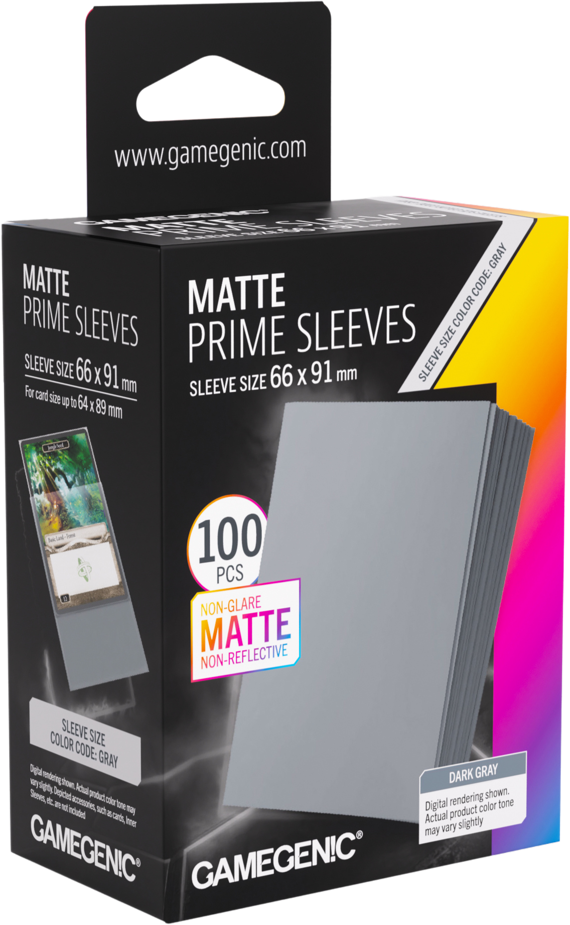 Koszulki na karty Gamegenic: Matte Prime Sleeves (66x91 mm) - Dark Gray - 100 sztuk