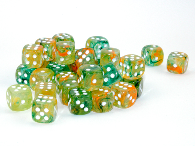 Kości Chessex - kostka k6 12mm Luminary Nebula Spring/white (świecąca w ciemnościach)