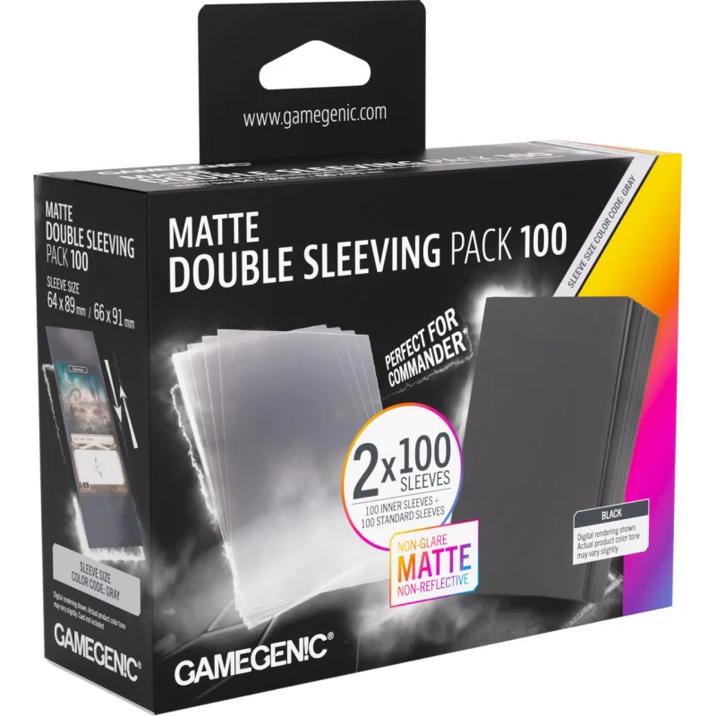 Koszulki na karty Gamegenic: Matte Double Sleeving Pack (66x91 mm/64x89 mm) 2x100 sztuk - Black
