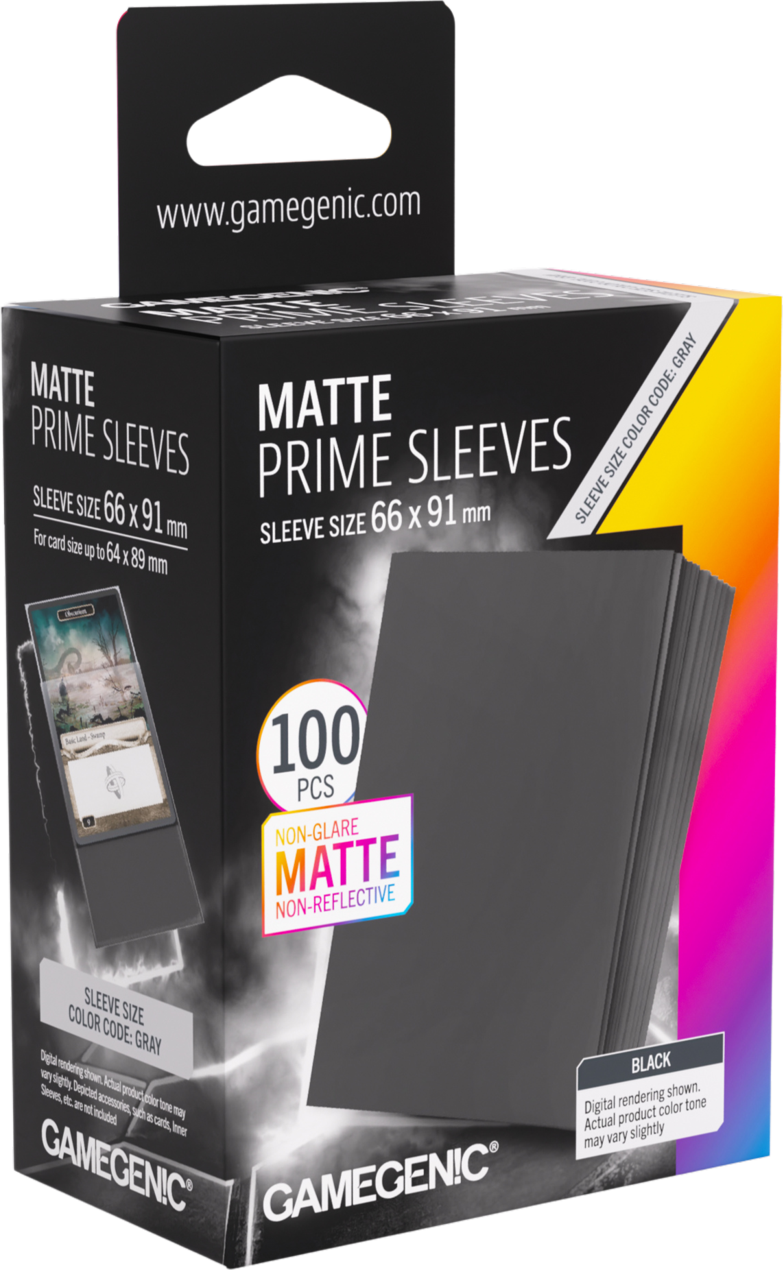 Koszulki na karty Gamegenic: Matte Prime Sleeves (66x91 mm) - Black - 100 sztuk