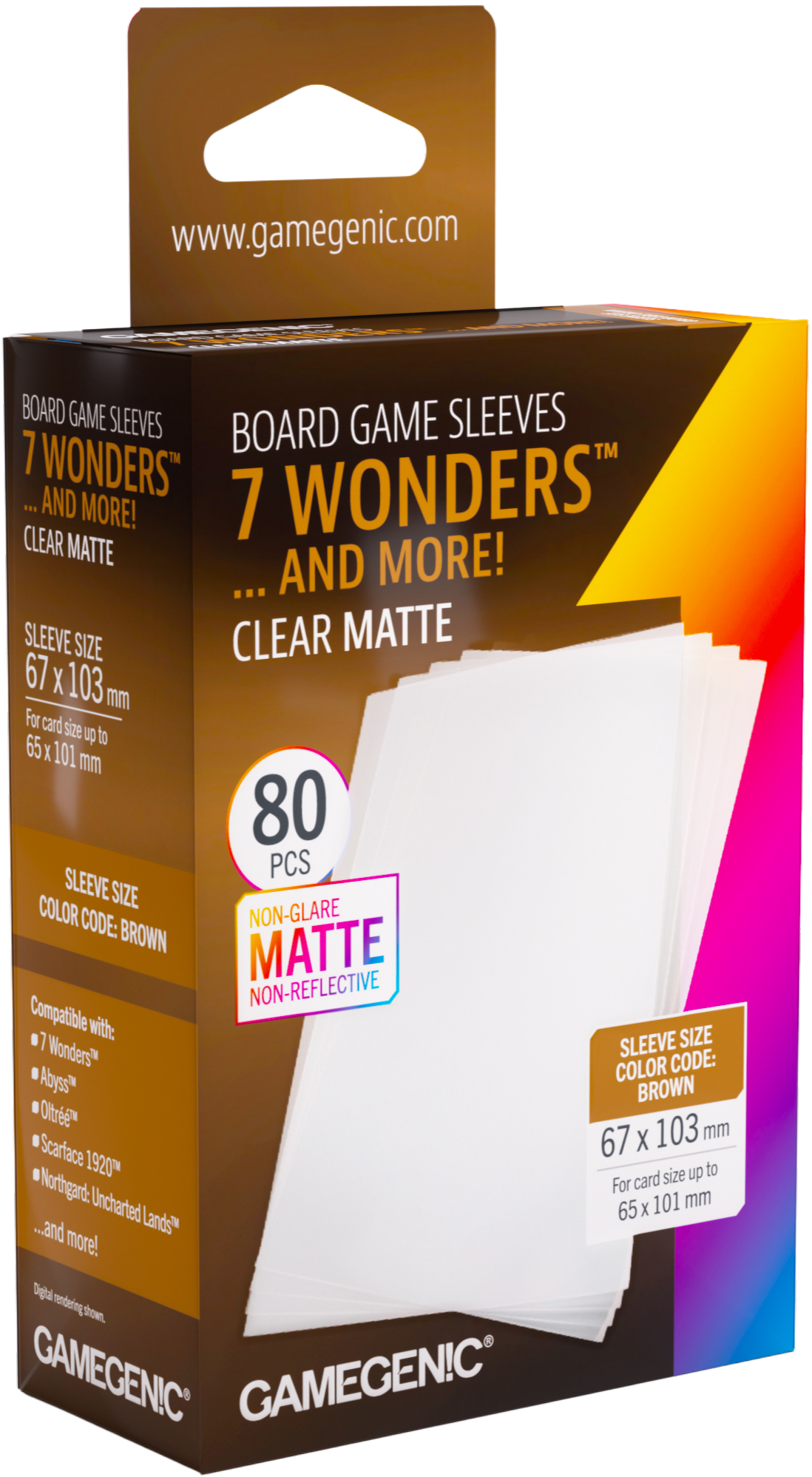 Koszulki na karty Gamegenic: 7 Wonders (67x103 mm) - Clear Matte - 80 sztuk