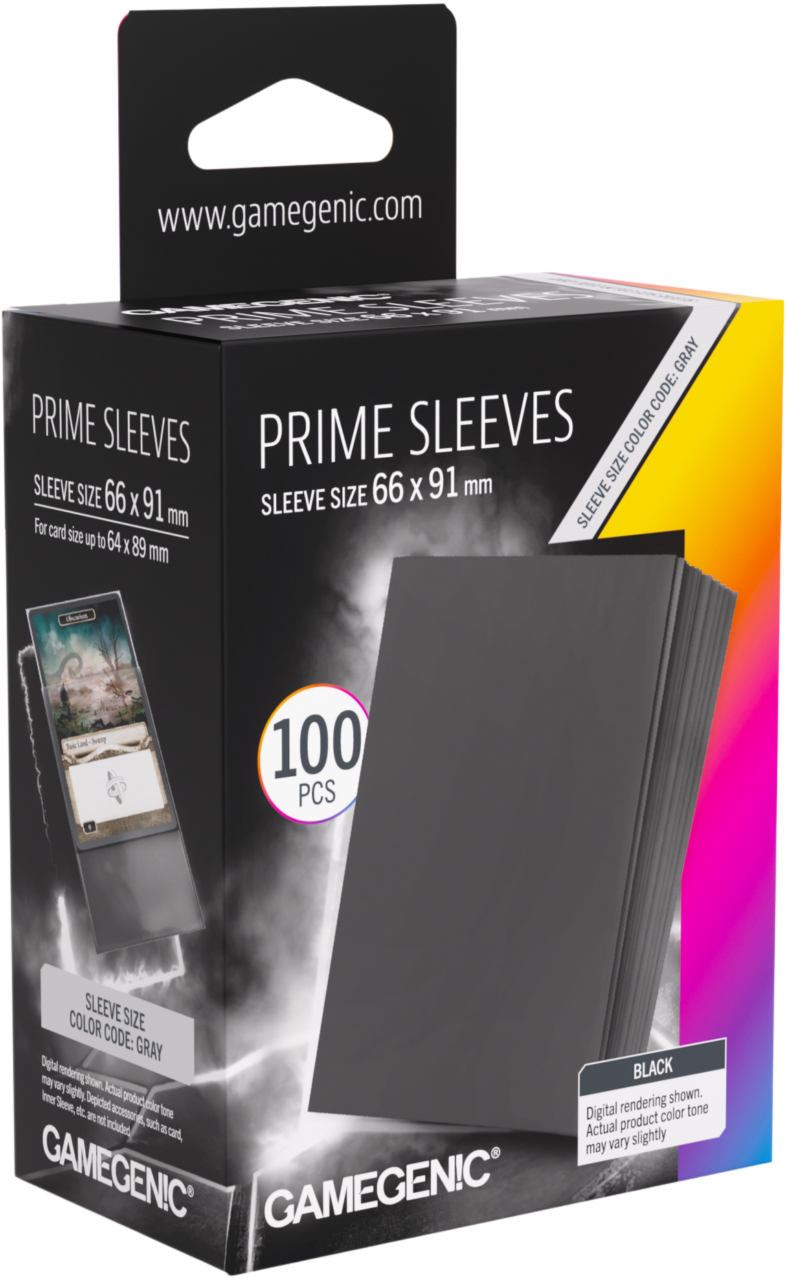 Koszulki na karty Gamegenic: Prime Sleeves (66x91 mm) - Black - 100 sztuk