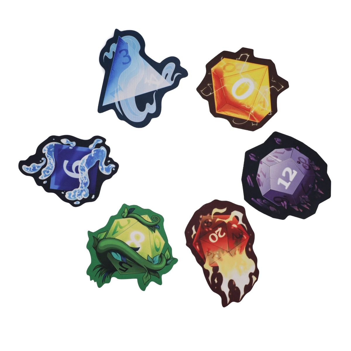 Cup coasters - Elemental dice - 6 pcs