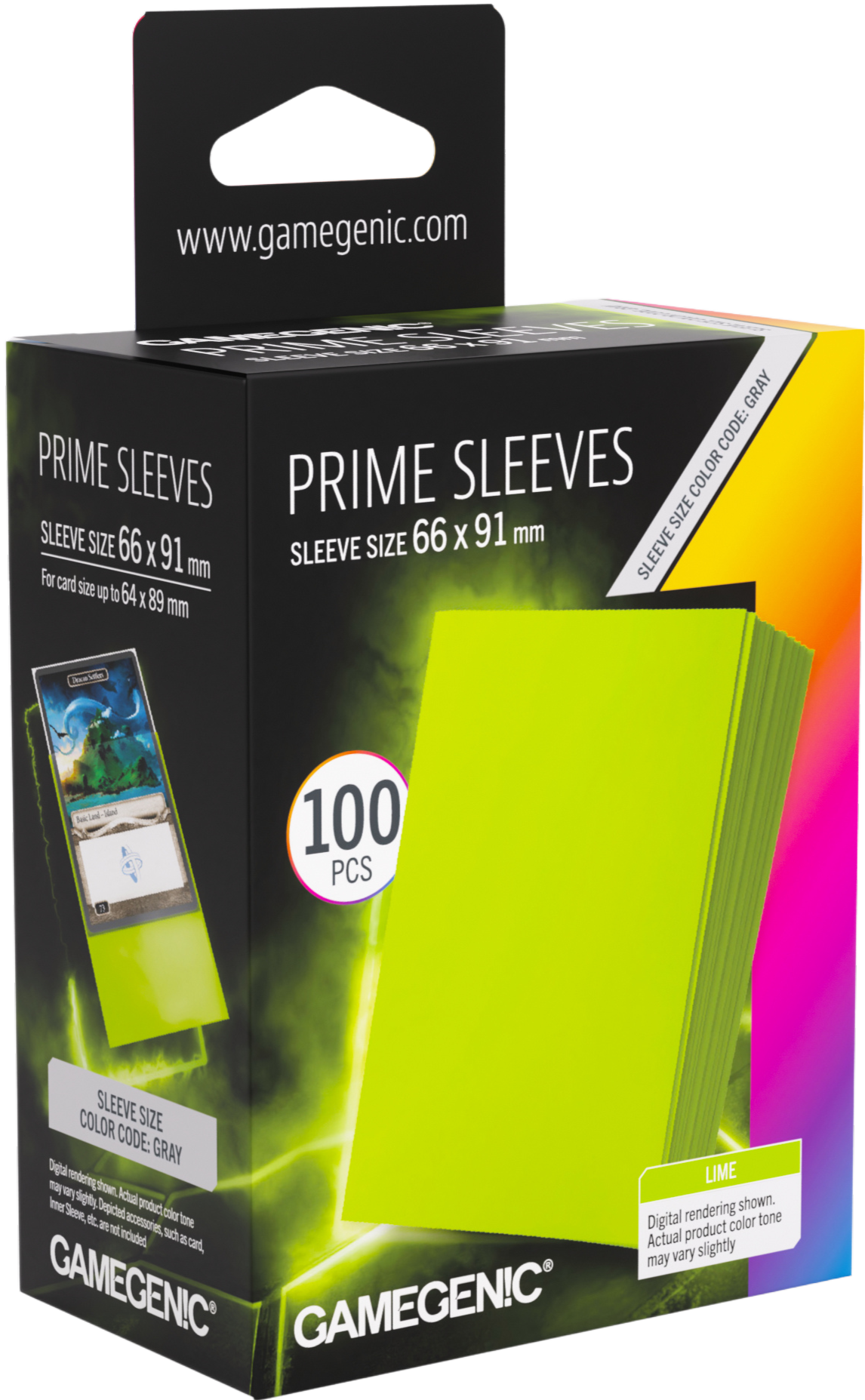 Koszulki na karty Gamegenic: Prime Sleeves (66x91 mm) - Lime - 100 sztuk