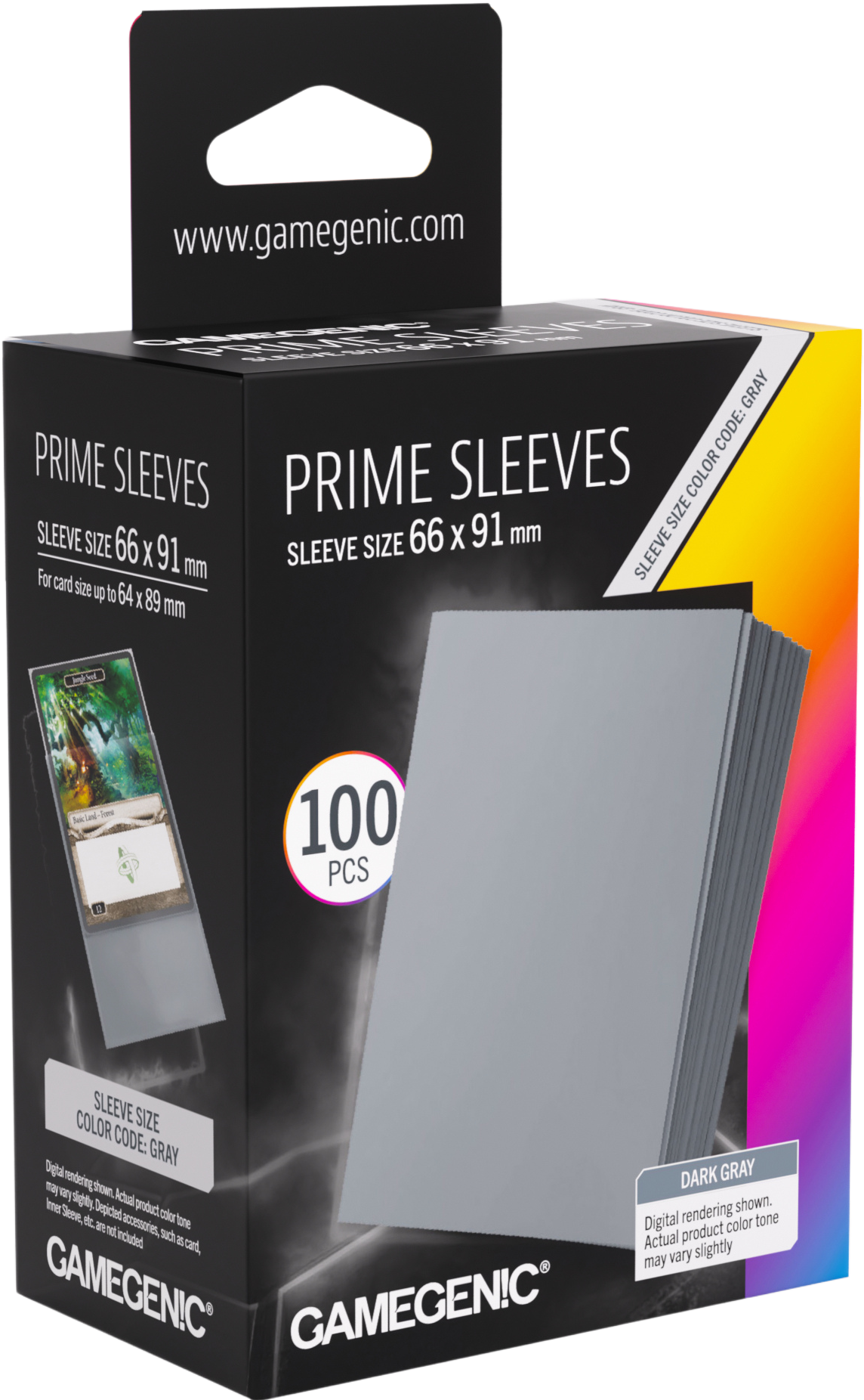 Koszulki na karty Gamegenic: Prime Sleeves (66x91 mm) - Dark Gray - 100 sztuk