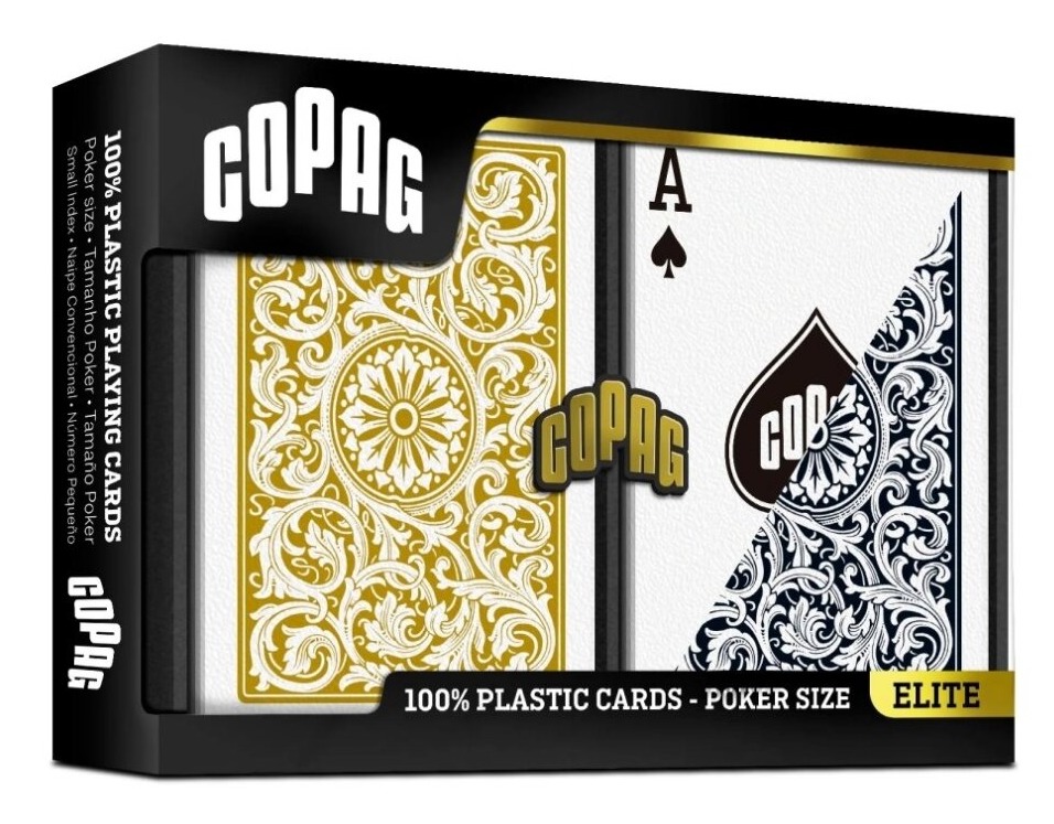 Copag Playing Cards: Elite - Plastic Poker Card Set (Black/Gold) REGULAR