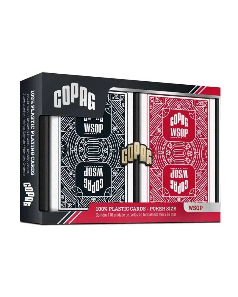 Karty do gry Copag: Wsop Ju Face - zestaw plastikowych kart do pokera (czerwony/niebieski) JUMBO