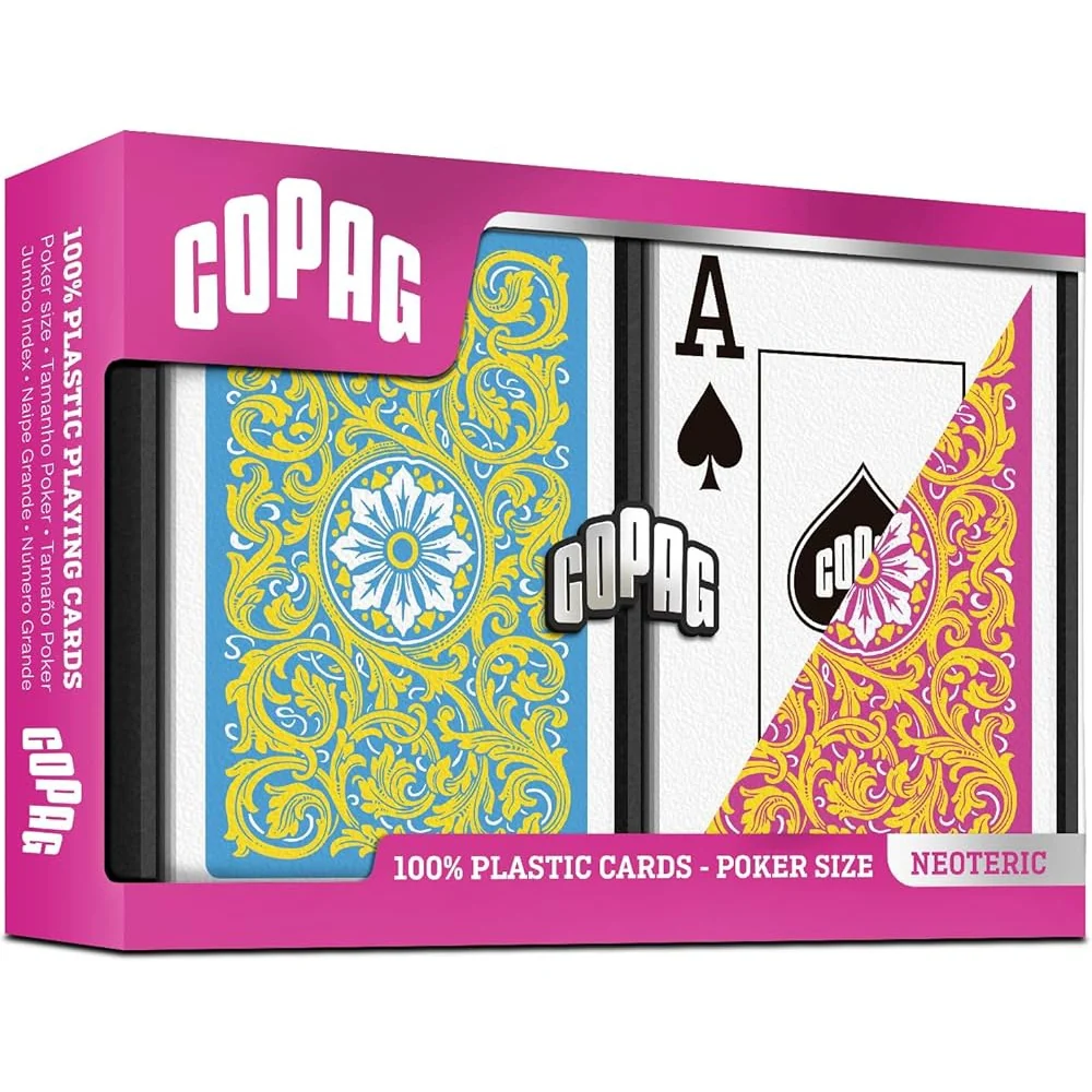 Copag Playing Cards: Neoteric - Plastic Poker Cards Set (Yellow/Blue/Pink) JUMBO
