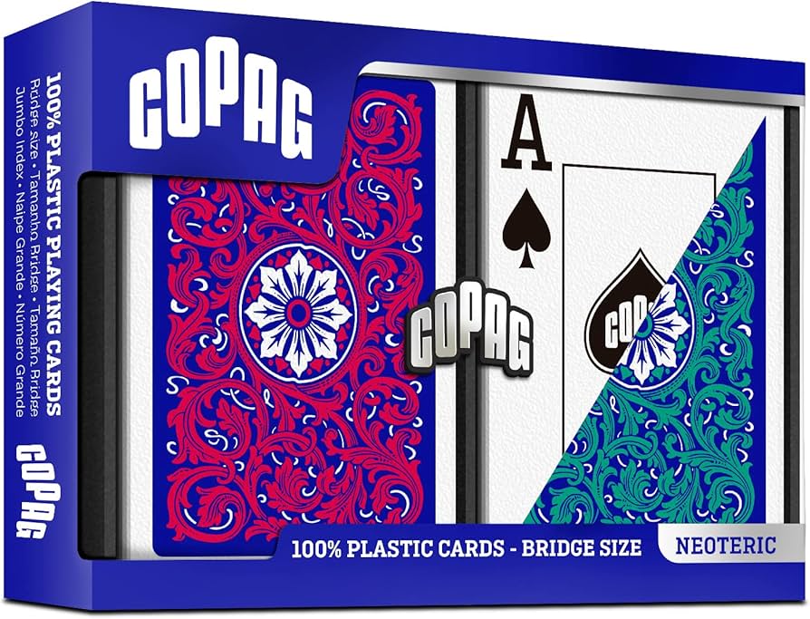 Copag Playing Cards: Neoteric - Plastic Bridge Cards Set (Red/Green/Blue) JUMBO