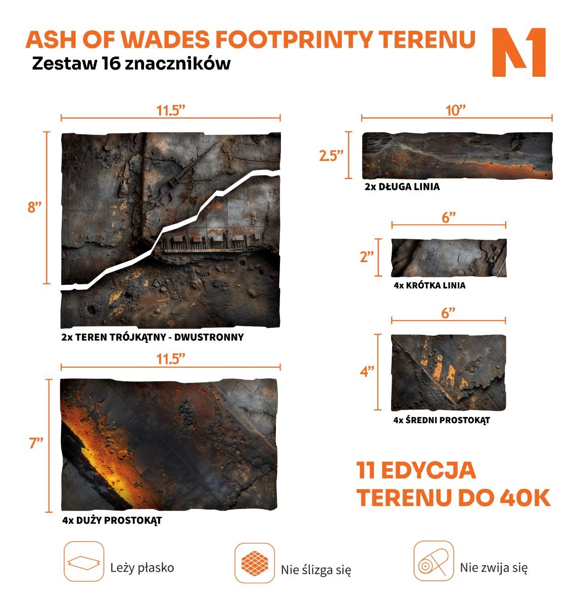 Warhammer 40k Terrain Footprints 11th Edition - Ash of Wades - Set of 16 Markers