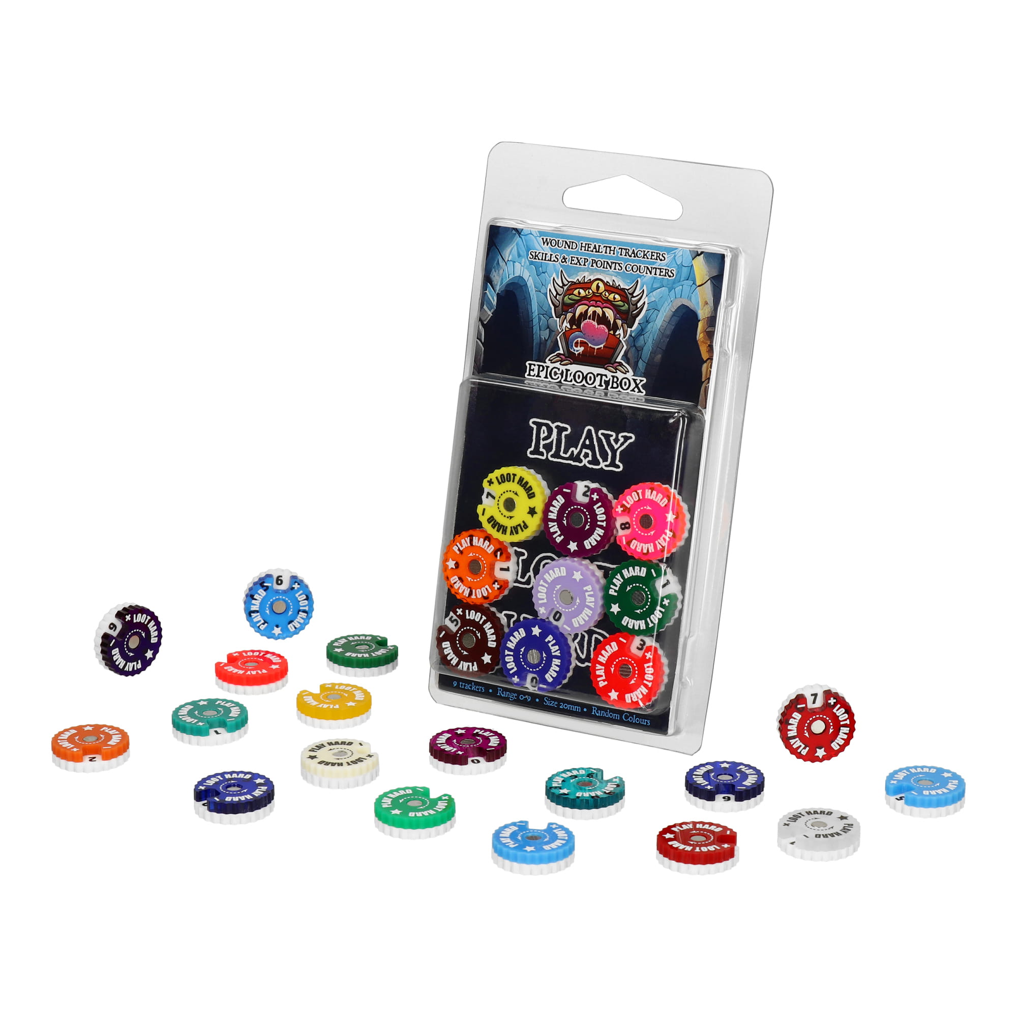 Epic Loot Box: Licznik/ dial zakres 0-9 - 20mm (9 sztuk)