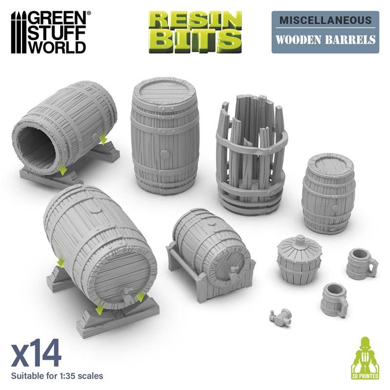 Green Stuff World: Miscellaneous - Drewniane beczki - 14 elementów