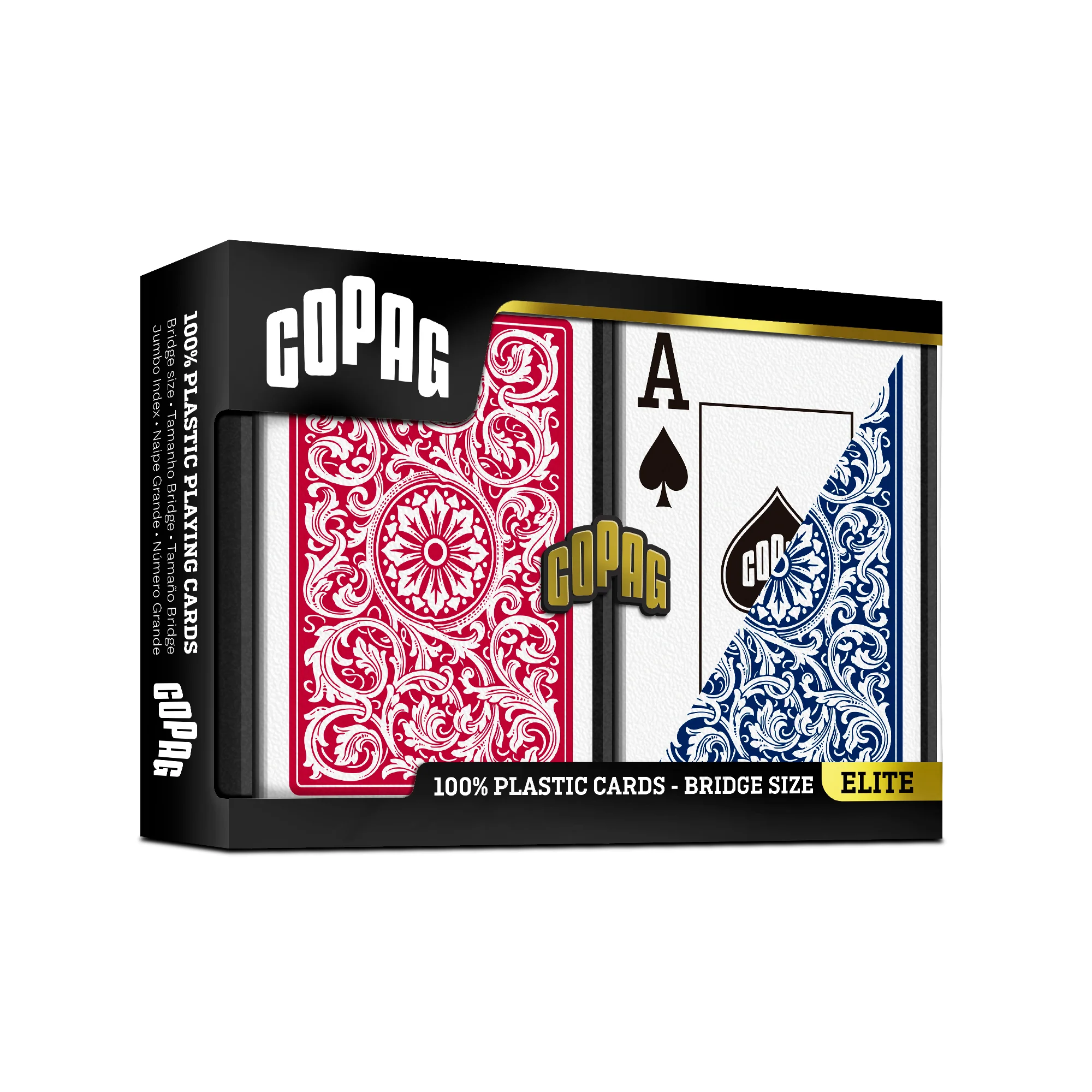 Copag Elite Playing Cards - Set of Plastic Bridge Cards (Red/Blue) Jumbo Index