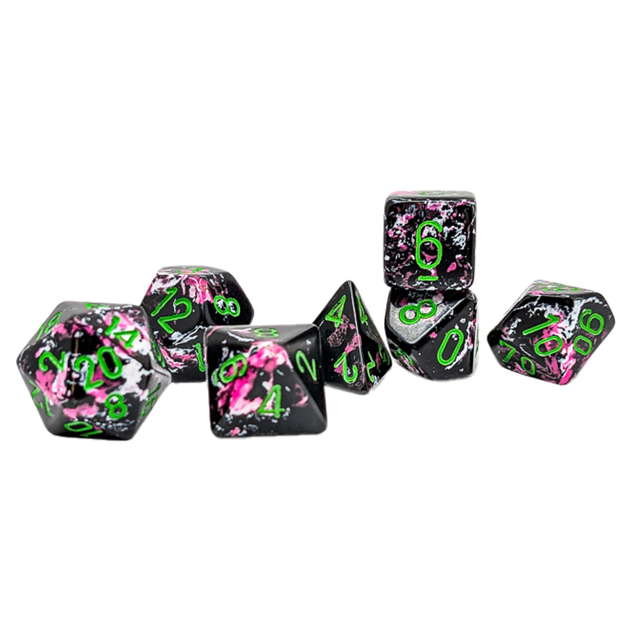 Kości Chessex - zestaw 7 kostek Paintball/green