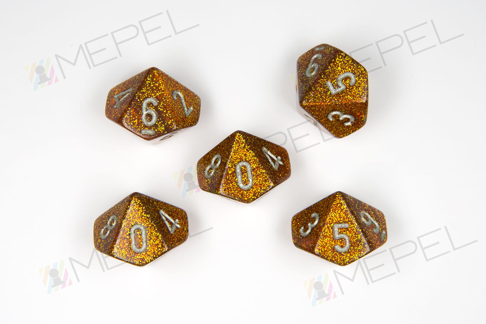 Kości Chessex - kostka k10 Glitter Gold/silver