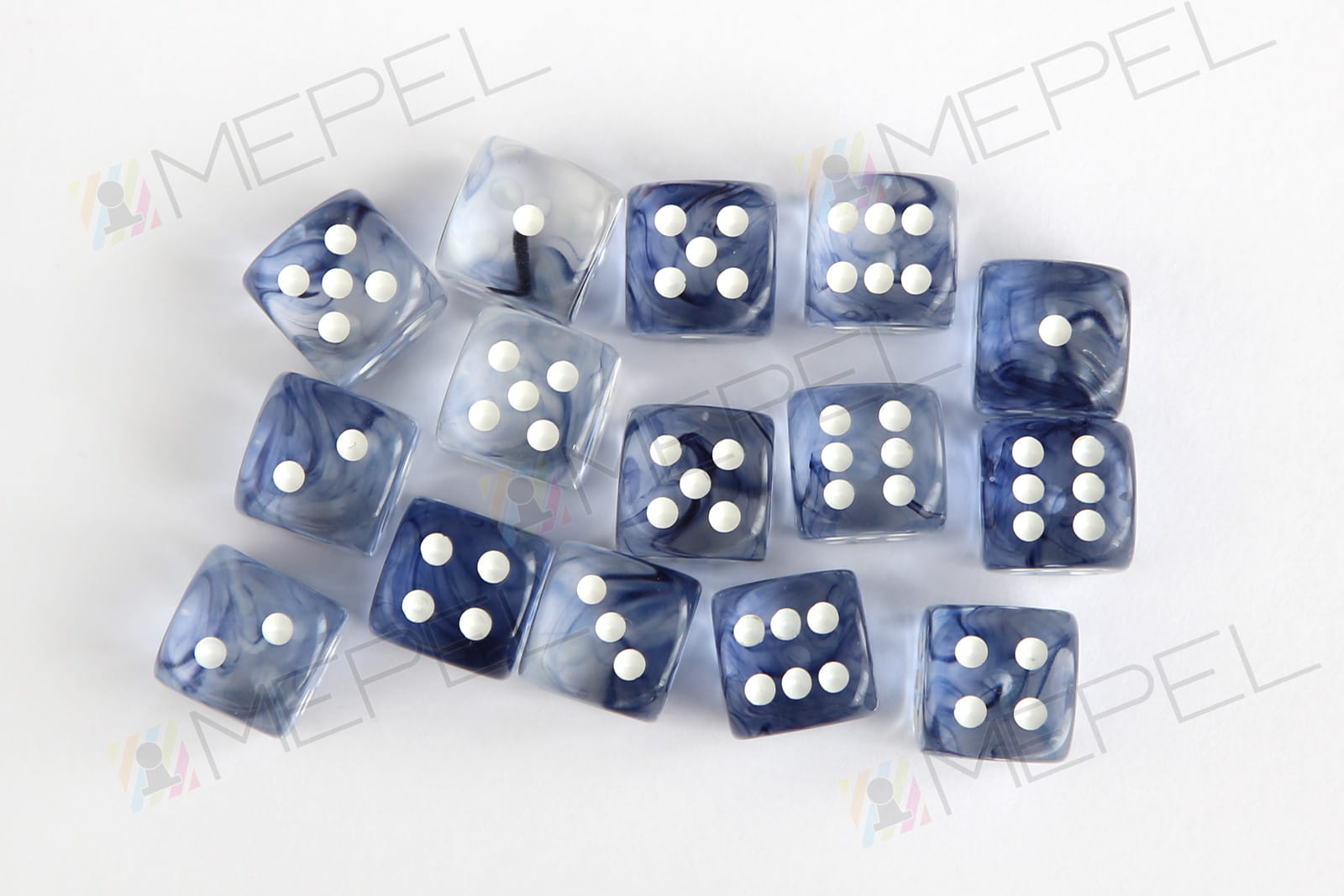 Kości Chessex - kostka k6 12mm Nebula Black/white