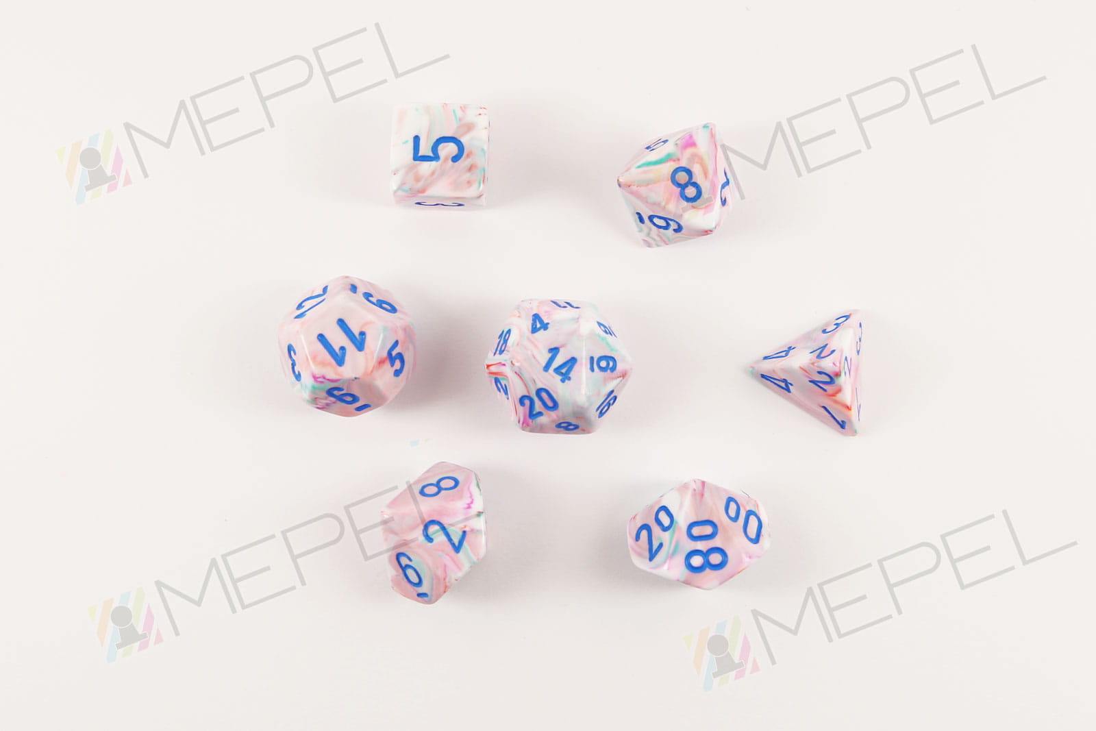 Kości Chessex - zestaw 7 kostek Festive Pop Art/blue