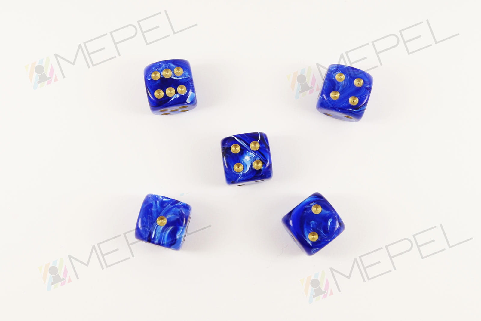 Kości Chessex - kostka k6 16mm Vortex Blue/gold