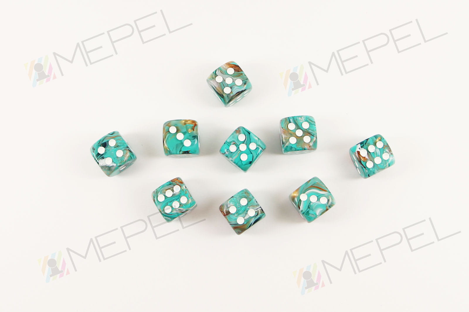 Kości Chessex - kostka k6 12mm Marble Oxi‑Copper/white