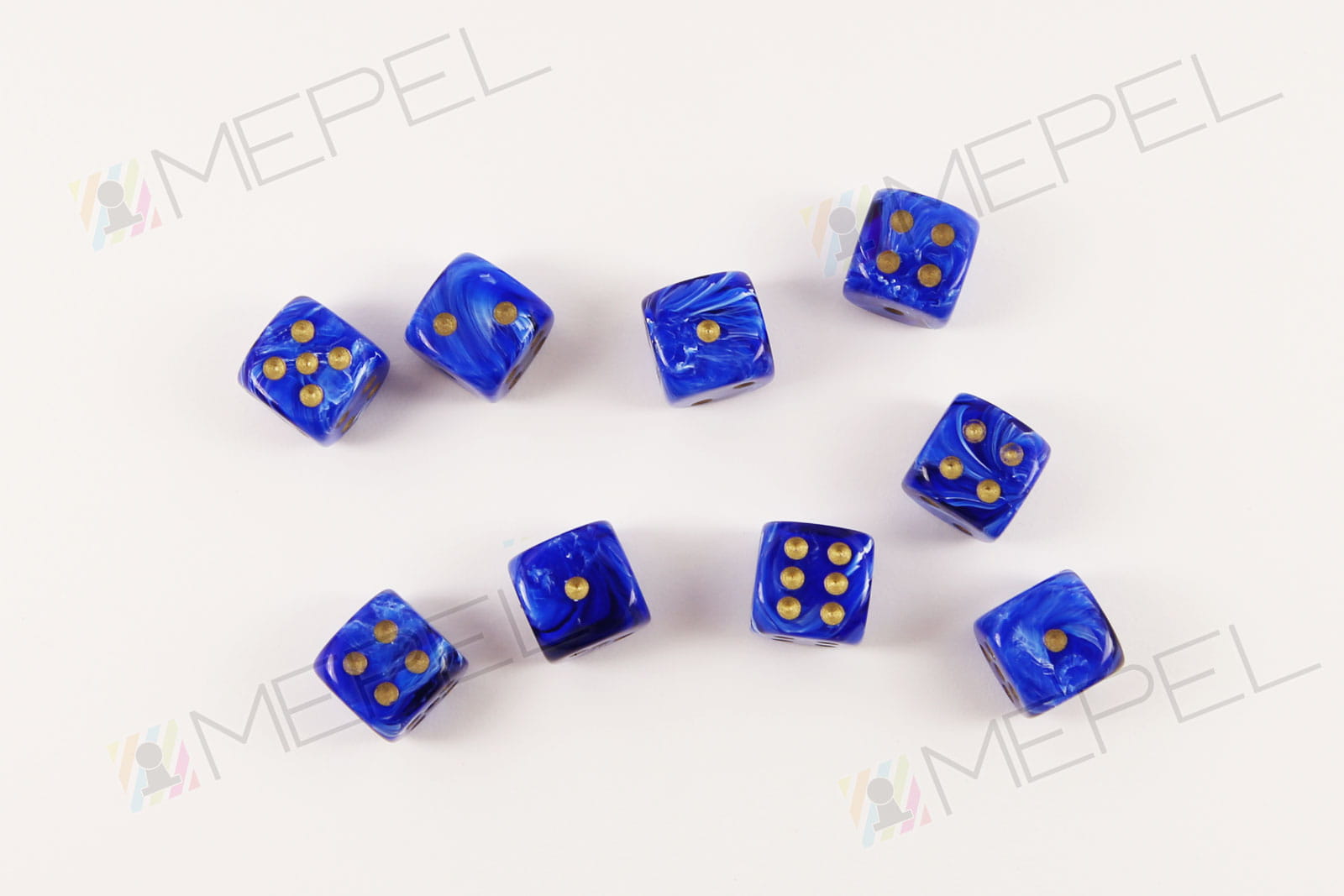 Kości Chessex - kostka k6 12mm Vortex Blue/gold