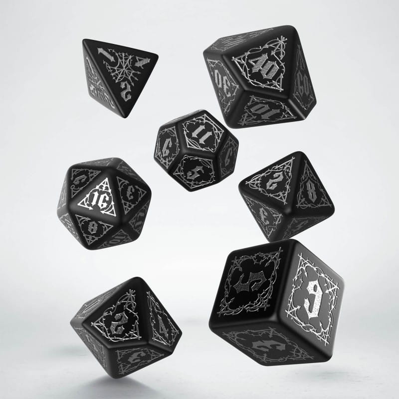 Komplet kości RPG Krwiopijców - Czarno-srebrne