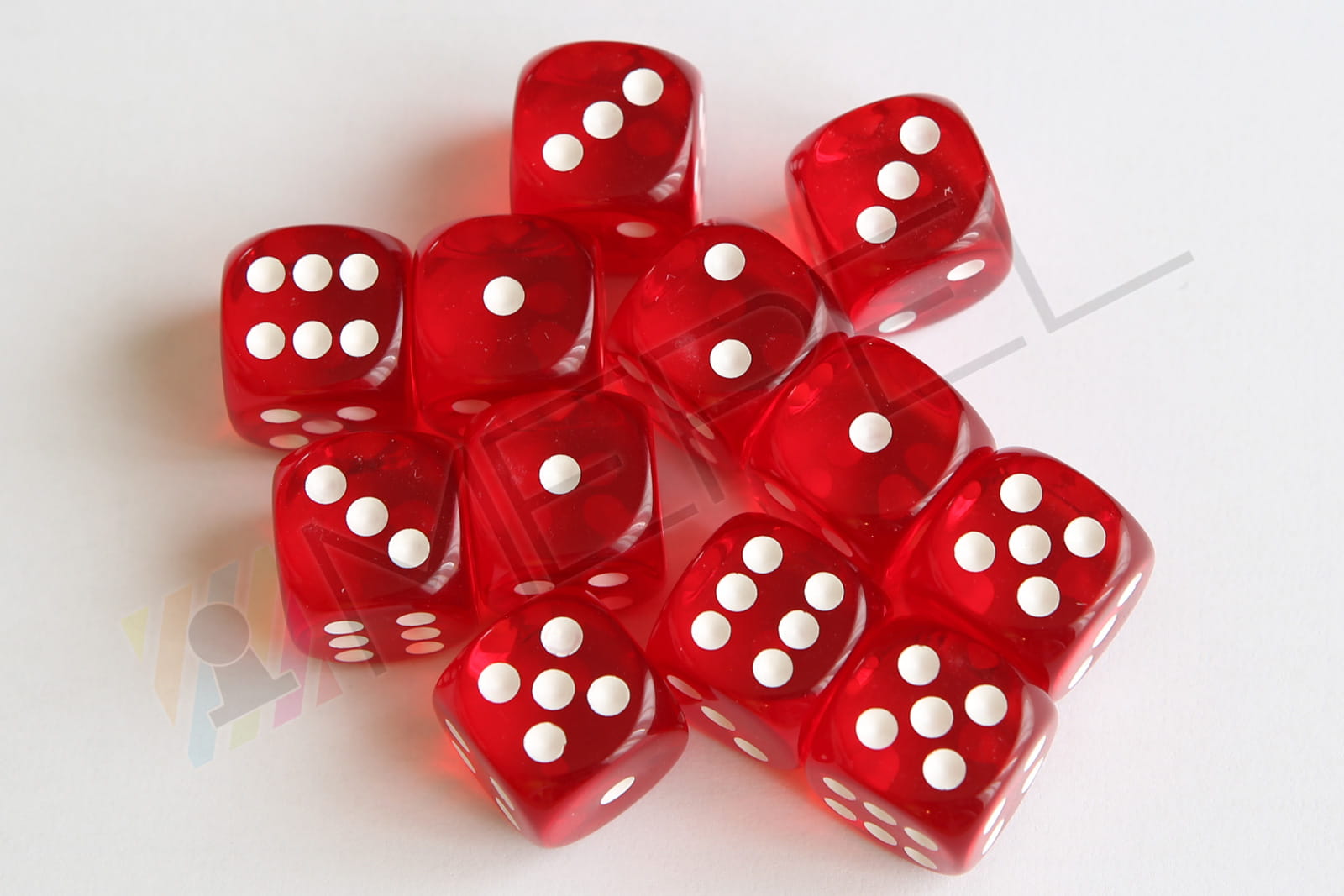 Chessex D6 16mm Translucent Red/white die
