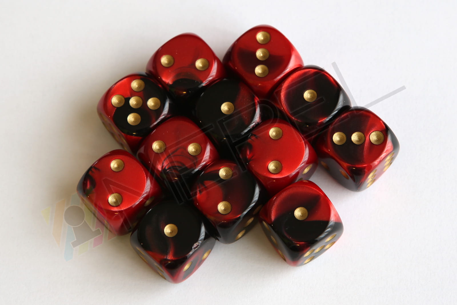 Chessex D6 16mm Gemini Black-Red/gold die
