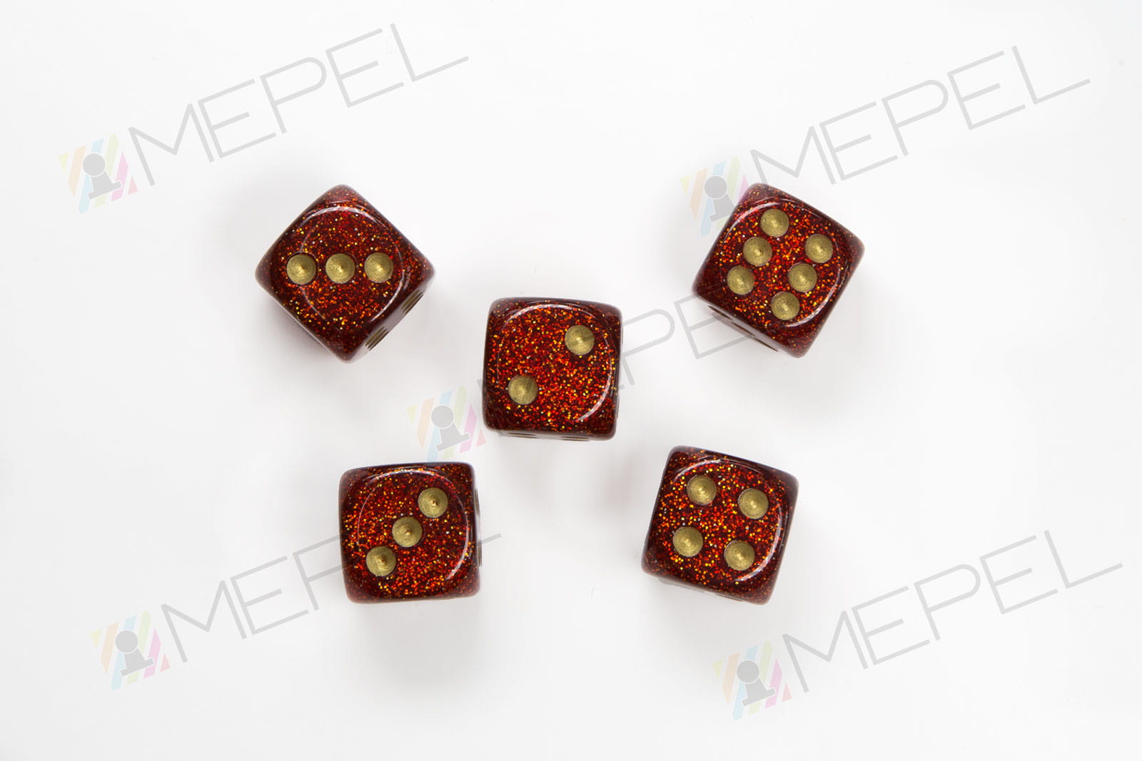 Kości Chessex - kostka k6 16mm Glitter Ruby/gold
