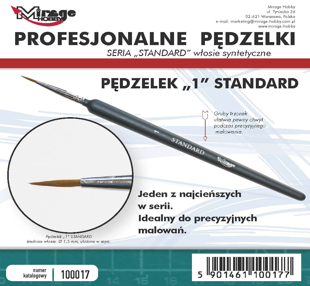 Mirage Hobby: Pędzel Standard "1" (włosie syntetyczne)