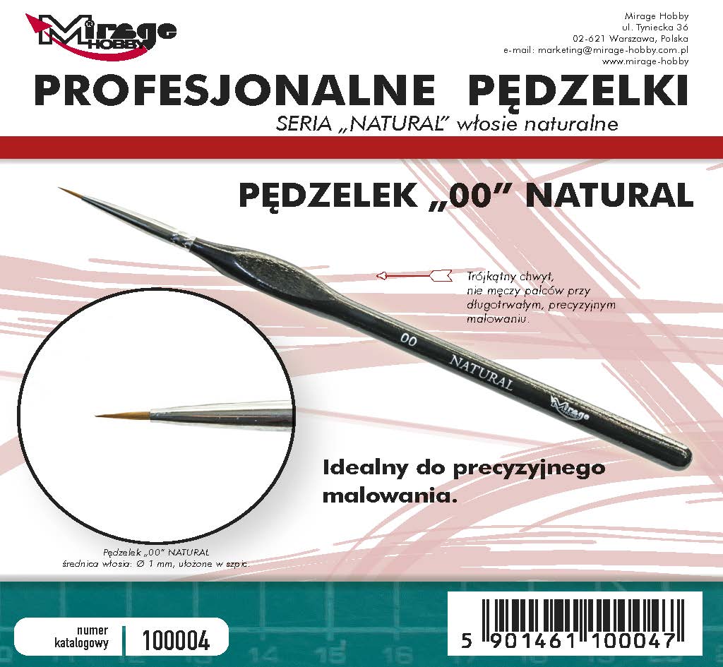 Mirage Hobby: Pędzel Natural "2/0" (włosie naturalne)